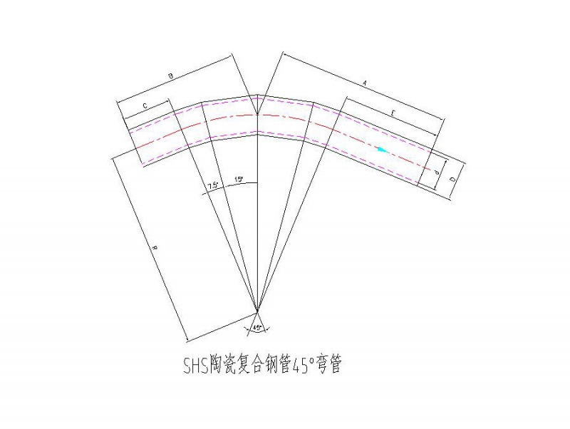 SHS陶瓷復合鋼管45°彎管